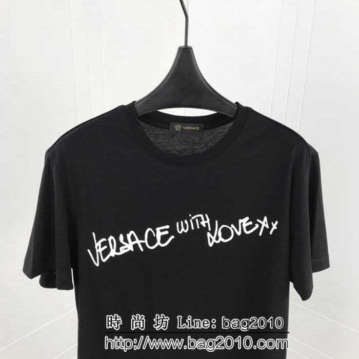 VERSACE範思哲 19ss早春新款短袖 簡約字母印花logo 官網同步 男女同款 ydi2126